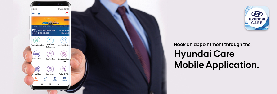 Book an appointment through the Hyundai Care Mobile Application